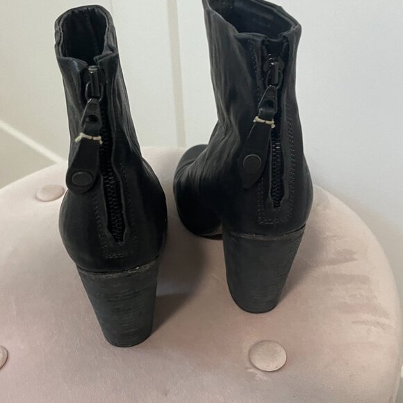 Rag & Bone Black Leather Heeled Ankle Booties Size 35 - Picture 7 of 8